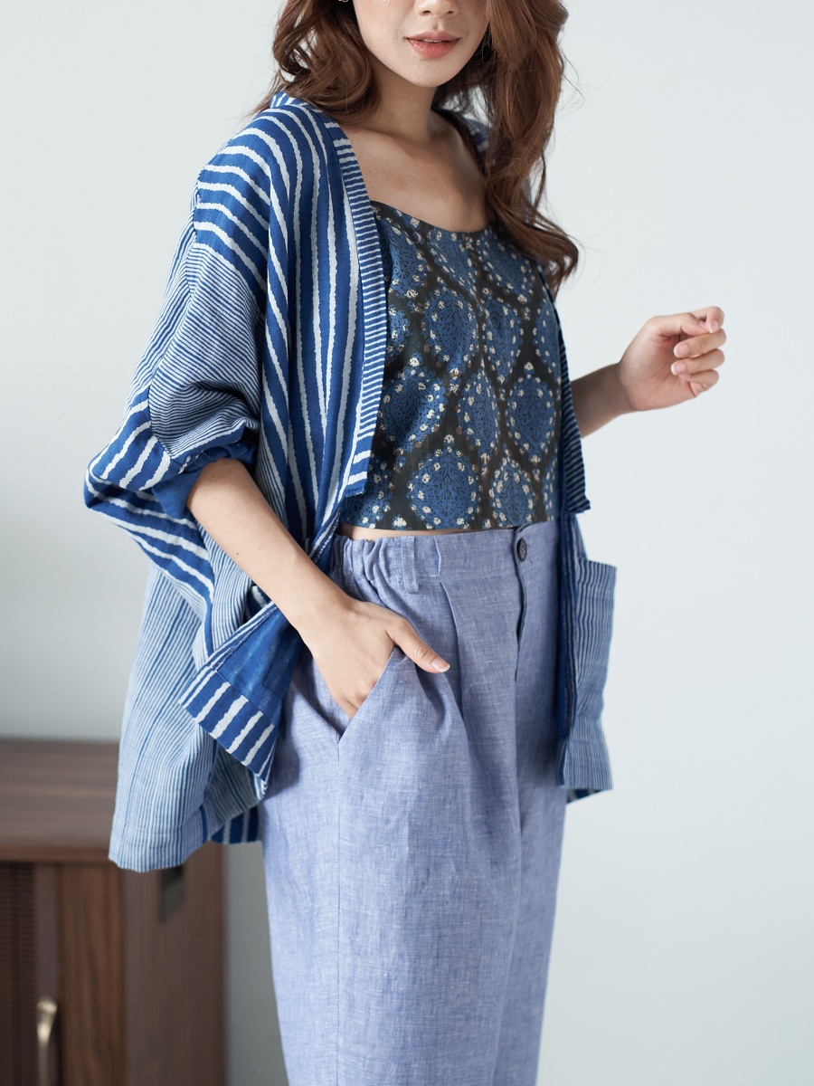 Candith｜Blue Stripe Kimono Jacket 