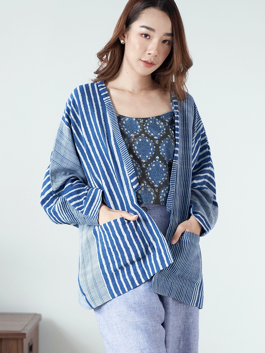 Candith｜Blue Stripe Kimono Jacket 