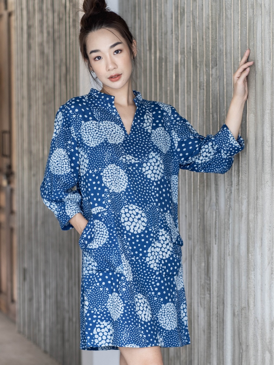 Candith｜Cute Front Pockets Indigo Dress 