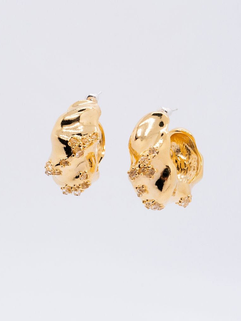 Space Ice｜Herkimer Diamond Large Hoop Earrings