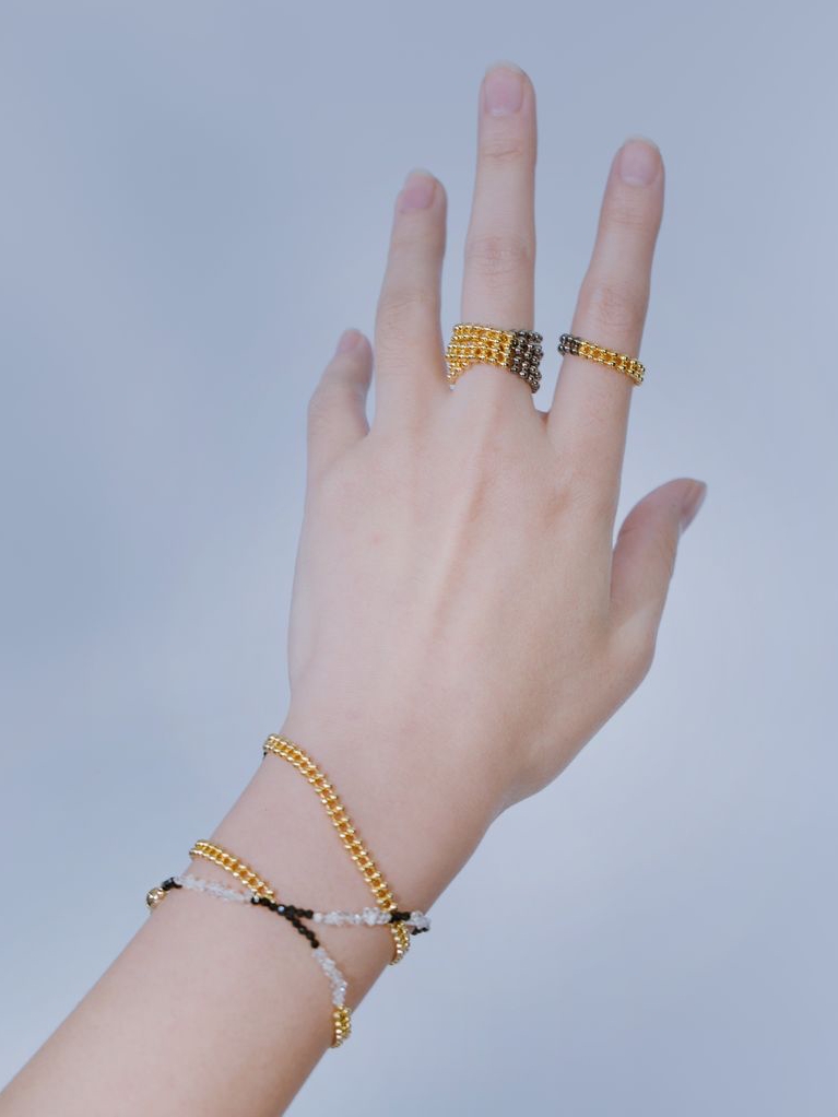 Space Ice｜Beaded Chain Ring