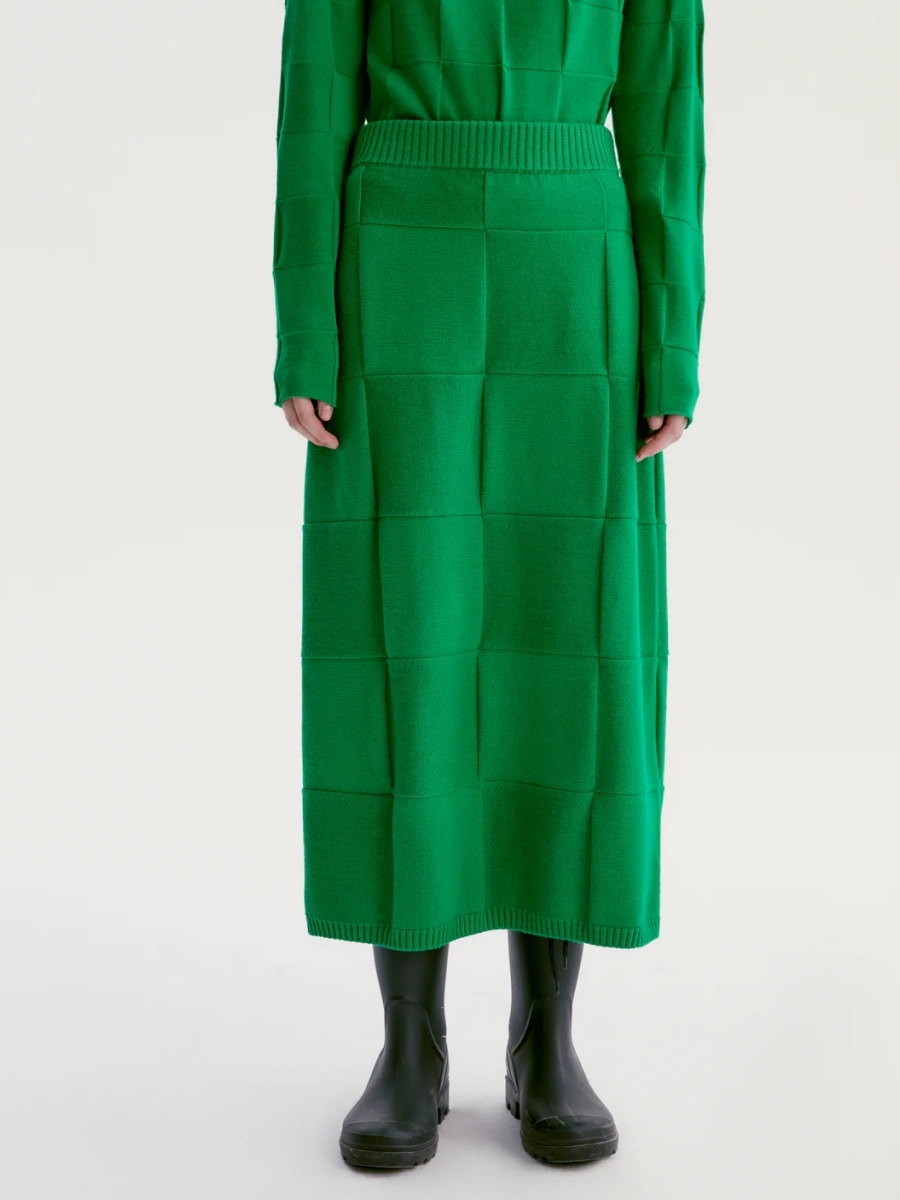 INSIS｜Checkerboard Knitted Wool Half Skirt