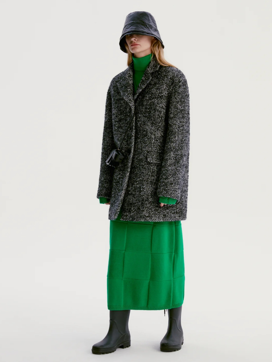 INSIS｜Checkerboard Knitted Wool Half Skirt