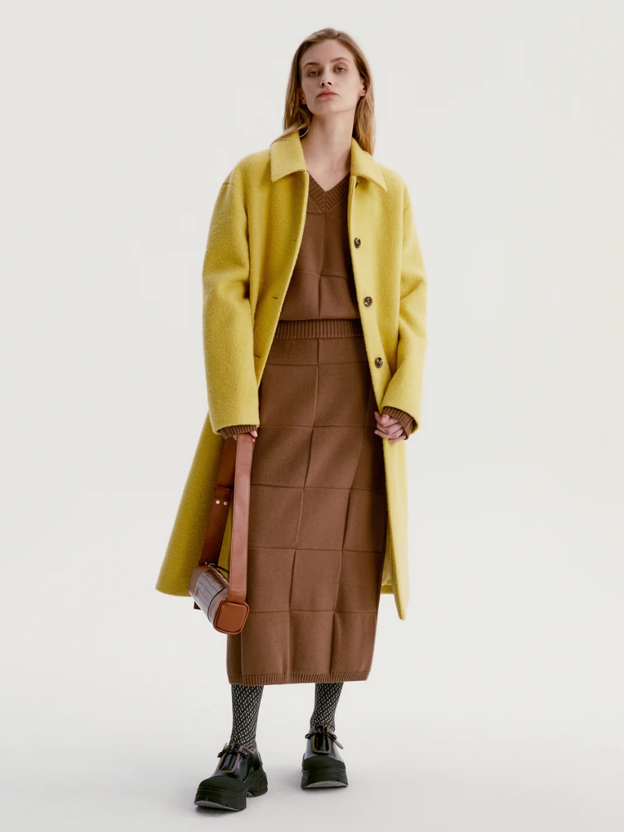 INSIS｜Checkerboard Knitted Wool Half Skirt 