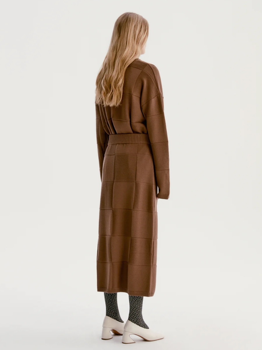 INSIS｜Checkerboard Knitted Wool Half Skirt 