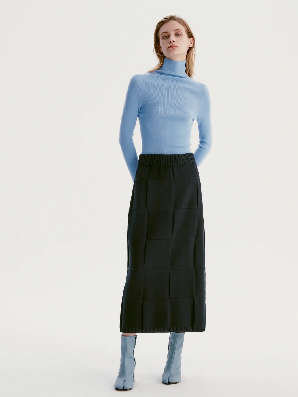 INSIS｜Checkerboard Knitted Wool Half Skirt