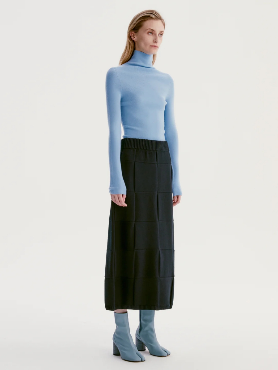 INSIS｜Checkerboard Knitted Wool Half Skirt