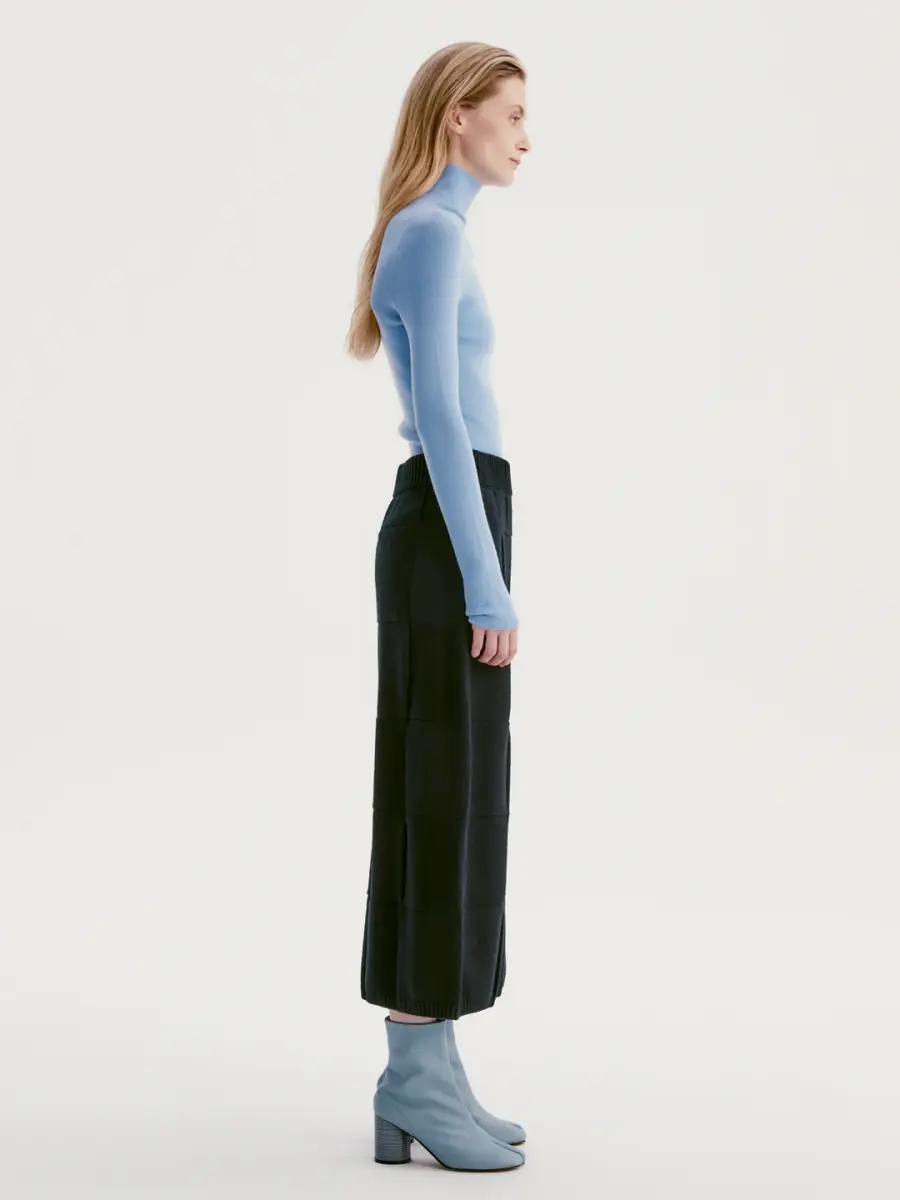INSIS｜Checkerboard Knitted Wool Half Skirt