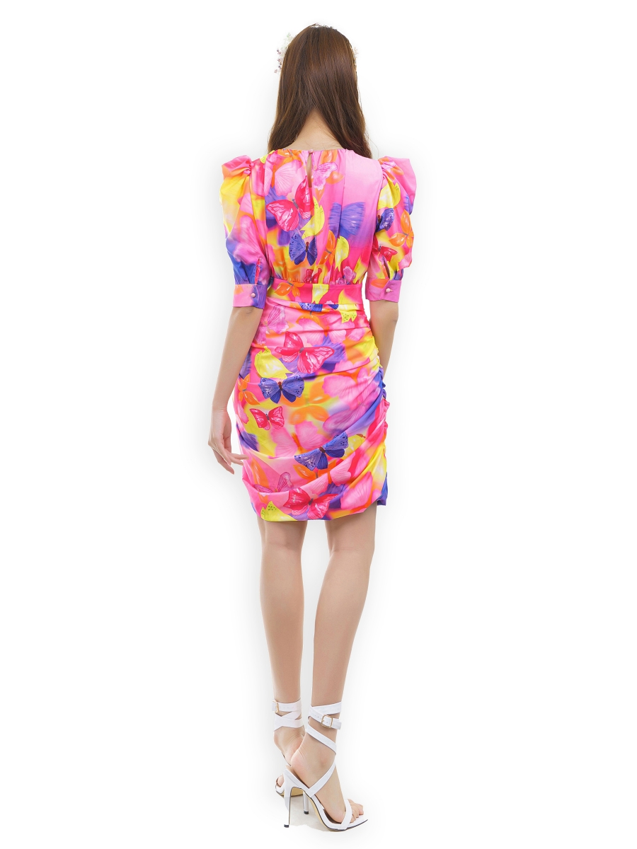 SARALOLO｜Colorful Butterfly Printed Dress