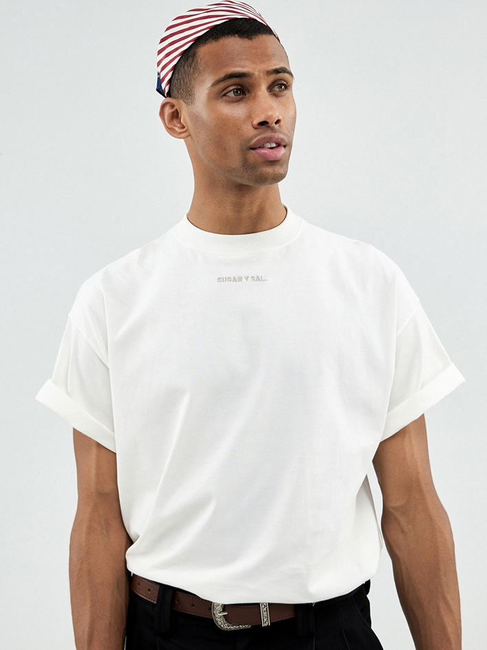 SYS｜Minimal Logo Cotton Plain White T-Shirt