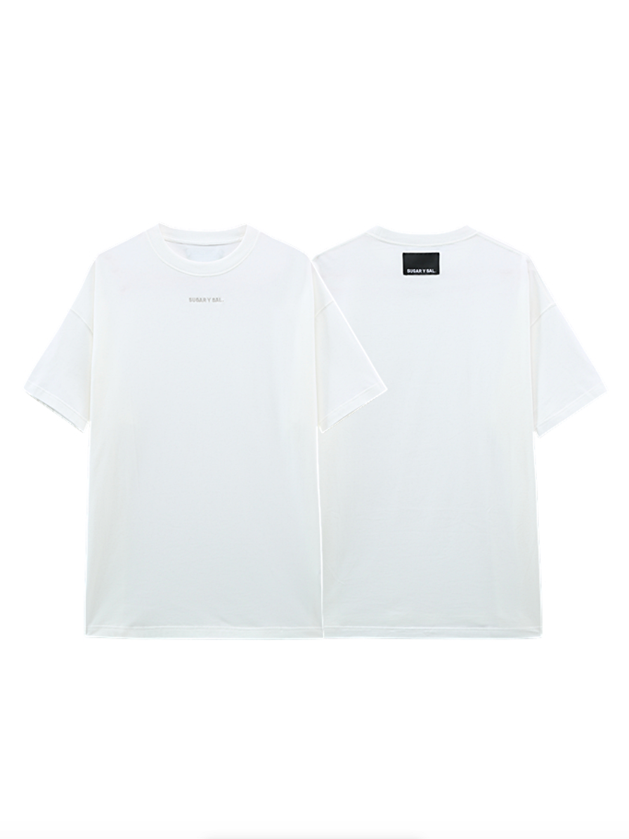 SYS｜Minimal Logo Cotton Plain White T-Shirt