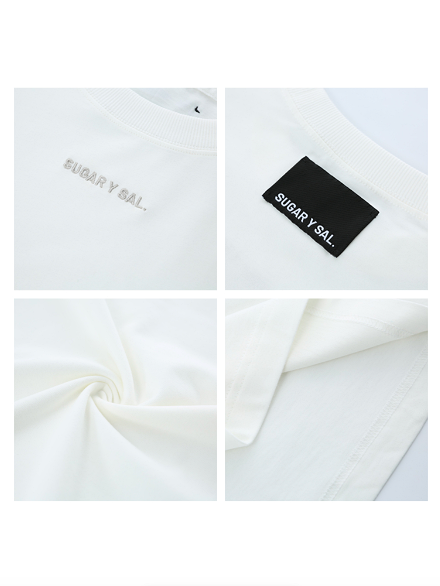 SYS｜Minimal Logo Cotton Plain White T-Shirt