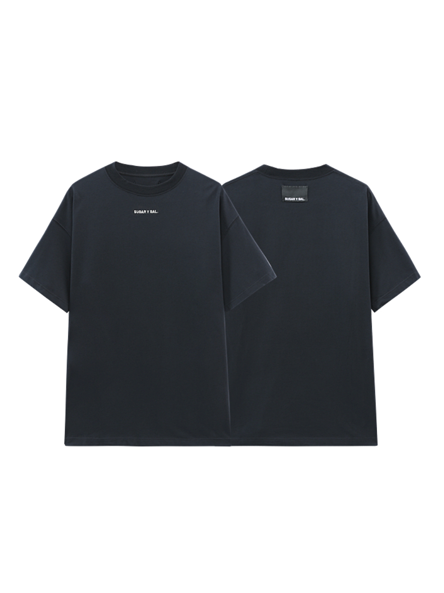 SYS｜Minimal Logo Cotton Plain Black T-Shirt