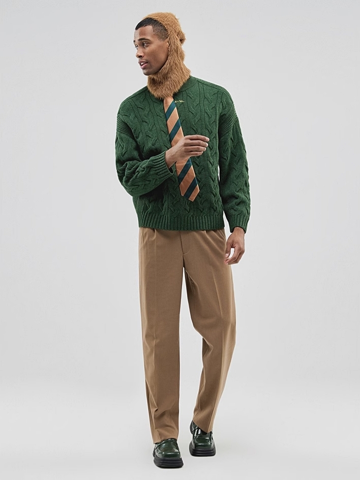 SYS｜Woolen Minimal Detail Straight Pants