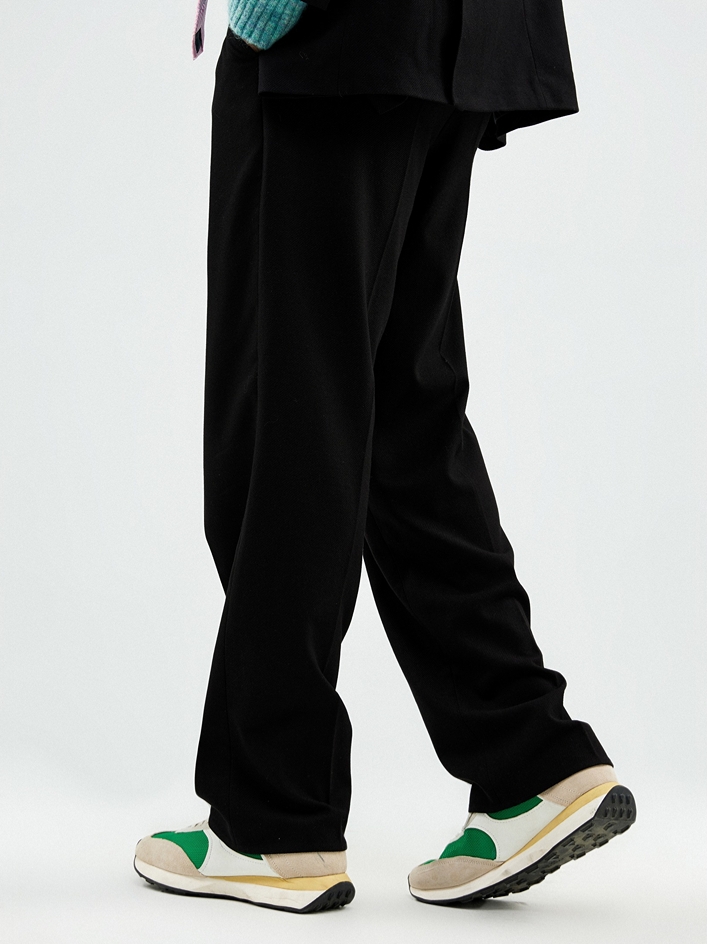 SYS｜Minimal Detail Straight Black Suit Pants