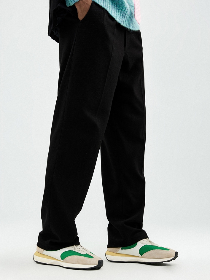 SYS｜Minimal Detail Straight Black Suit Pants