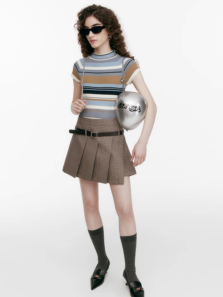 Demode｜ American Campus Wide Pleated Skirt
