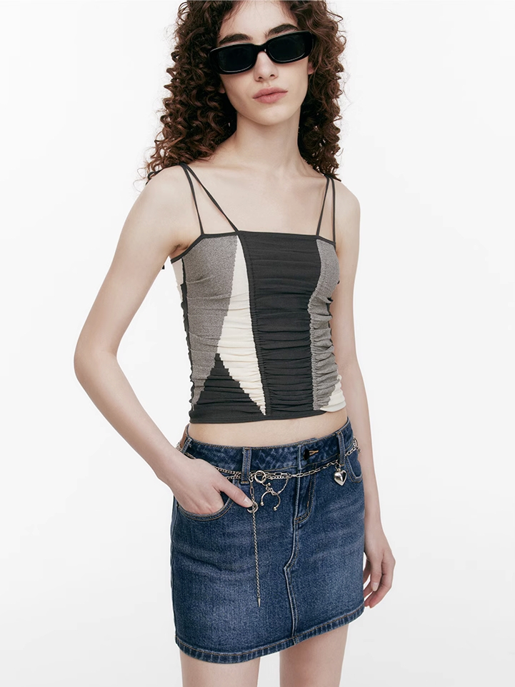 Demode｜ American Color-block Cami Top
