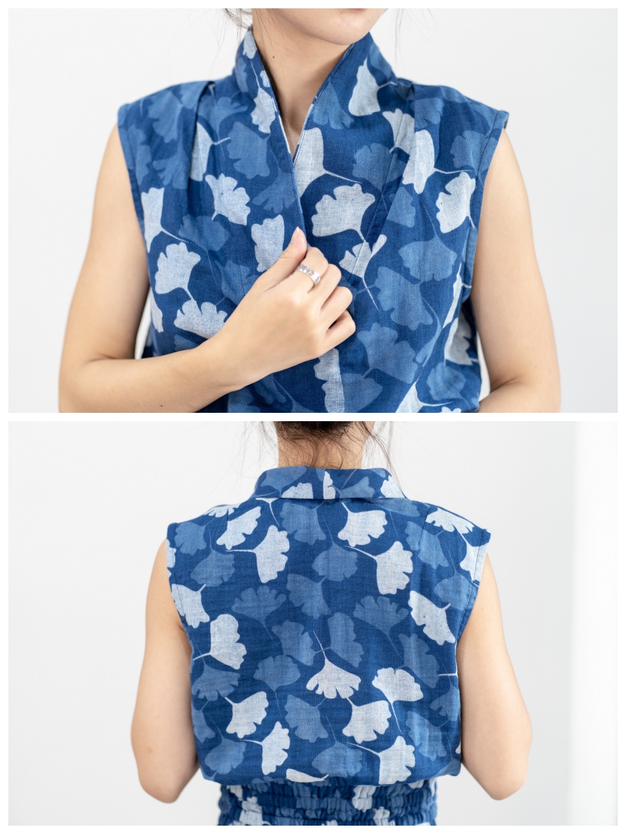 Candith｜Blue Leaf Natural Cotton Blouse