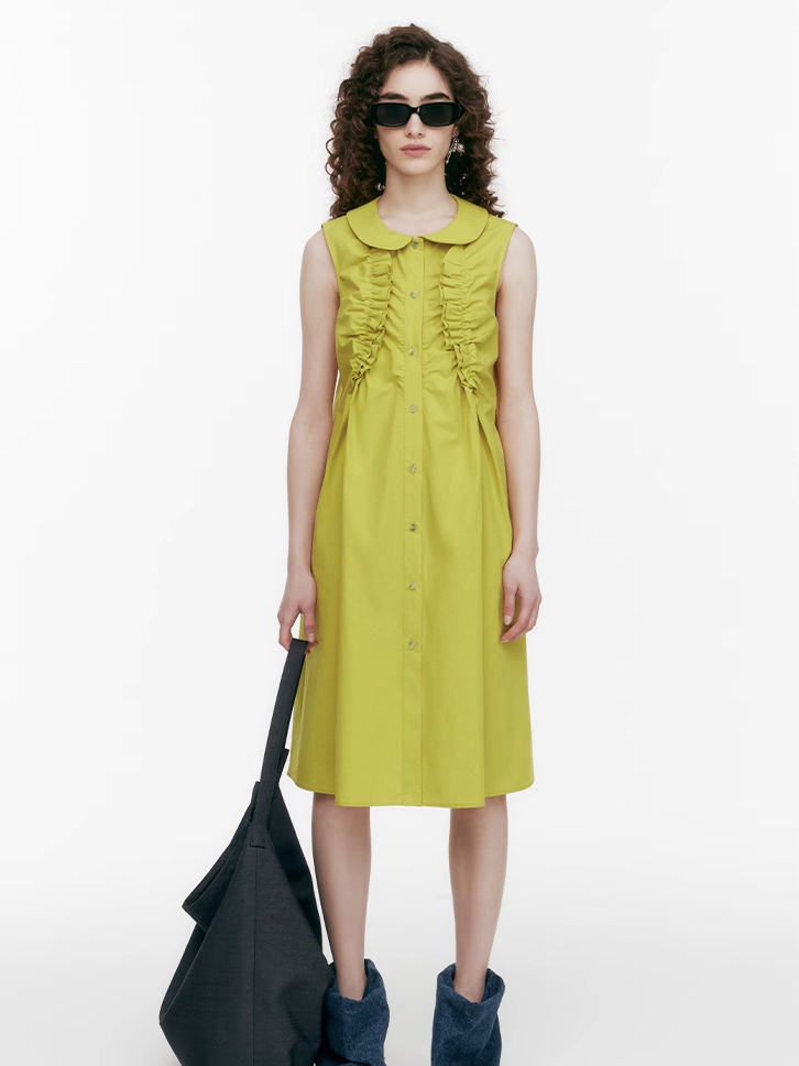 Demode｜Doll Collar Ruffled Detail Dress