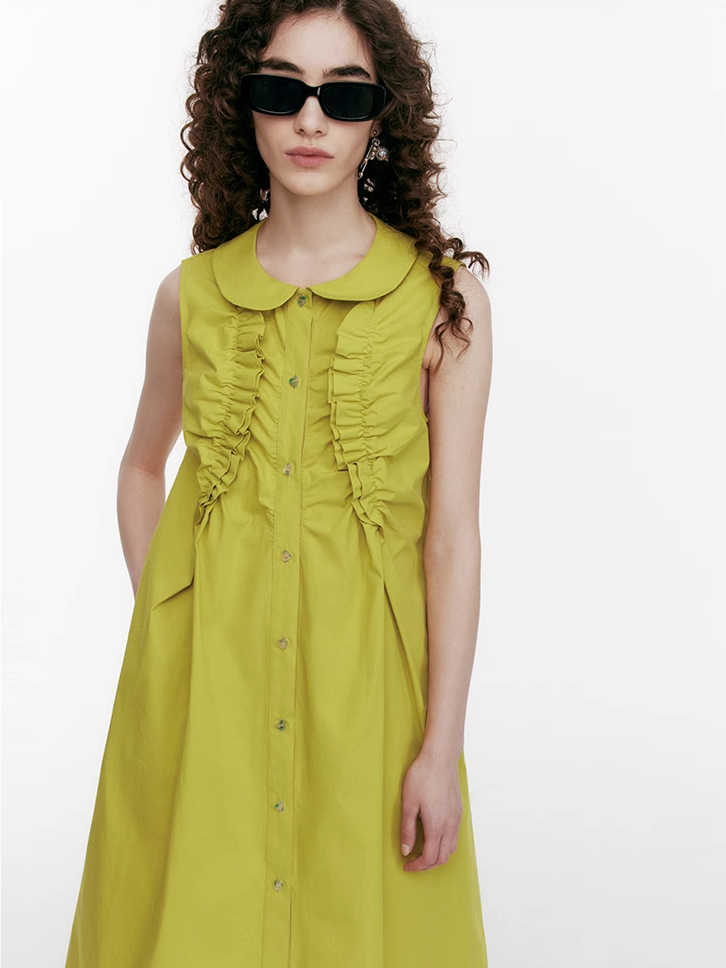 Demode｜Doll Collar Ruffled Detail Dress