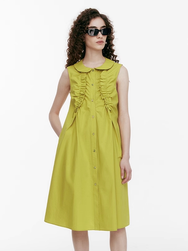 Demode｜Doll Collar Ruffled Detail Dress
