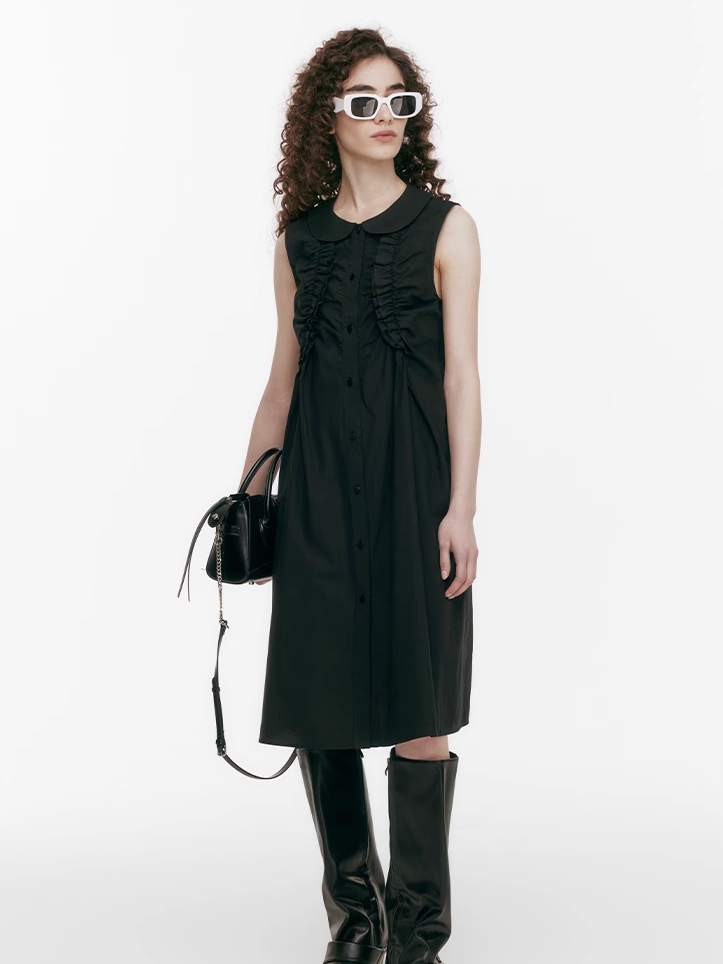 Demode｜Doll Collar Ruffled Detail Dress 