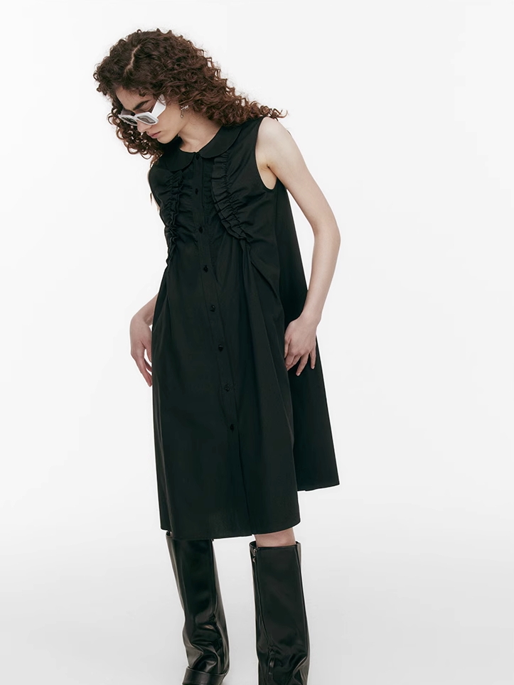 Demode｜Doll Collar Ruffled Detail Dress 