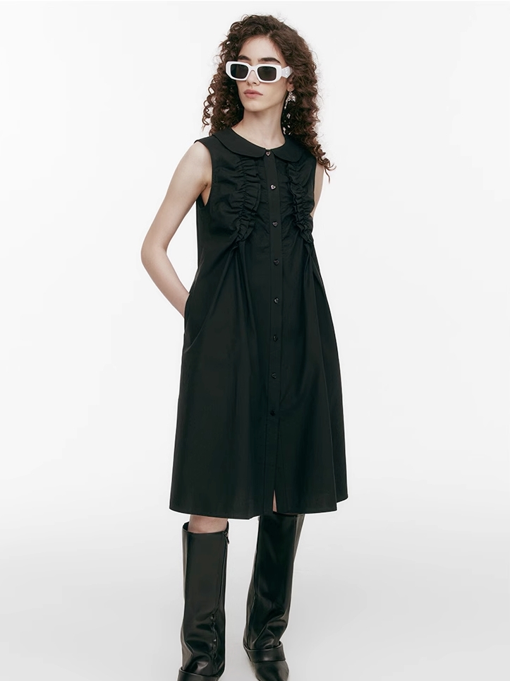 Demode｜Doll Collar Ruffled Detail Dress 