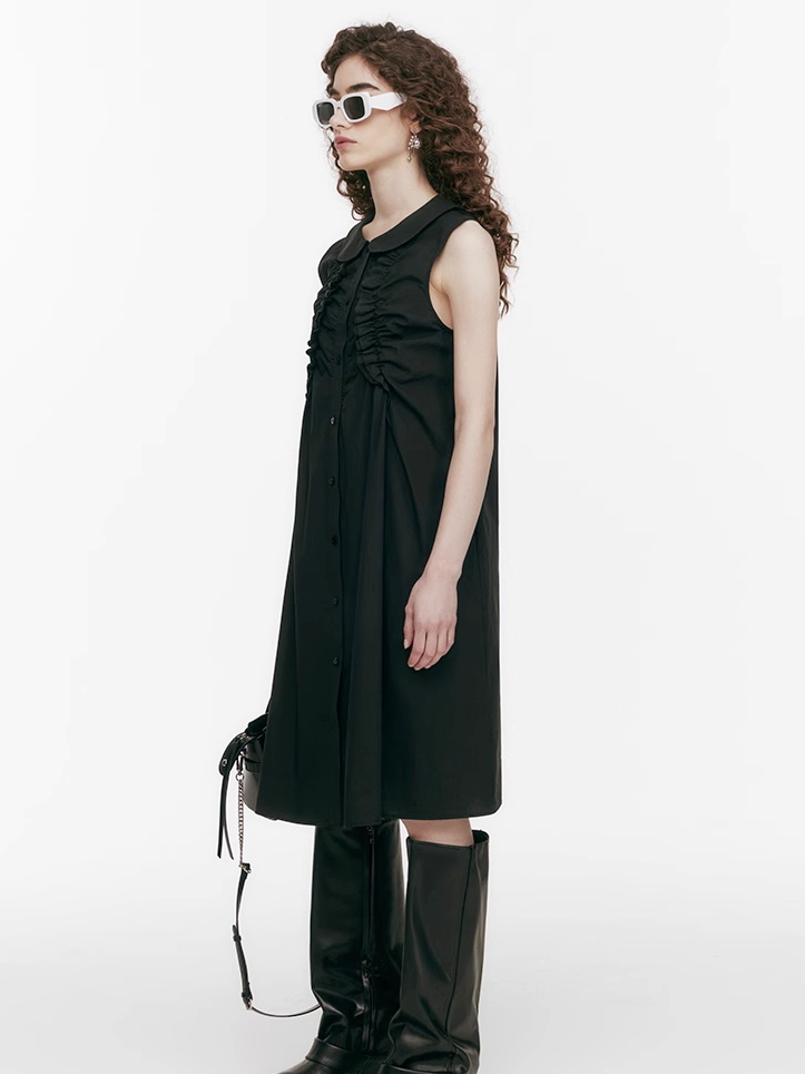 Demode｜Doll Collar Ruffled Detail Dress 
