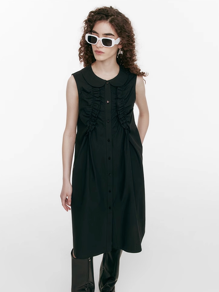 Demode｜Doll Collar Ruffled Detail Dress 