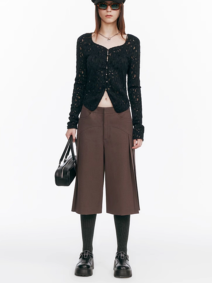 Demode｜Arc Vertical Side Pleated Shorts