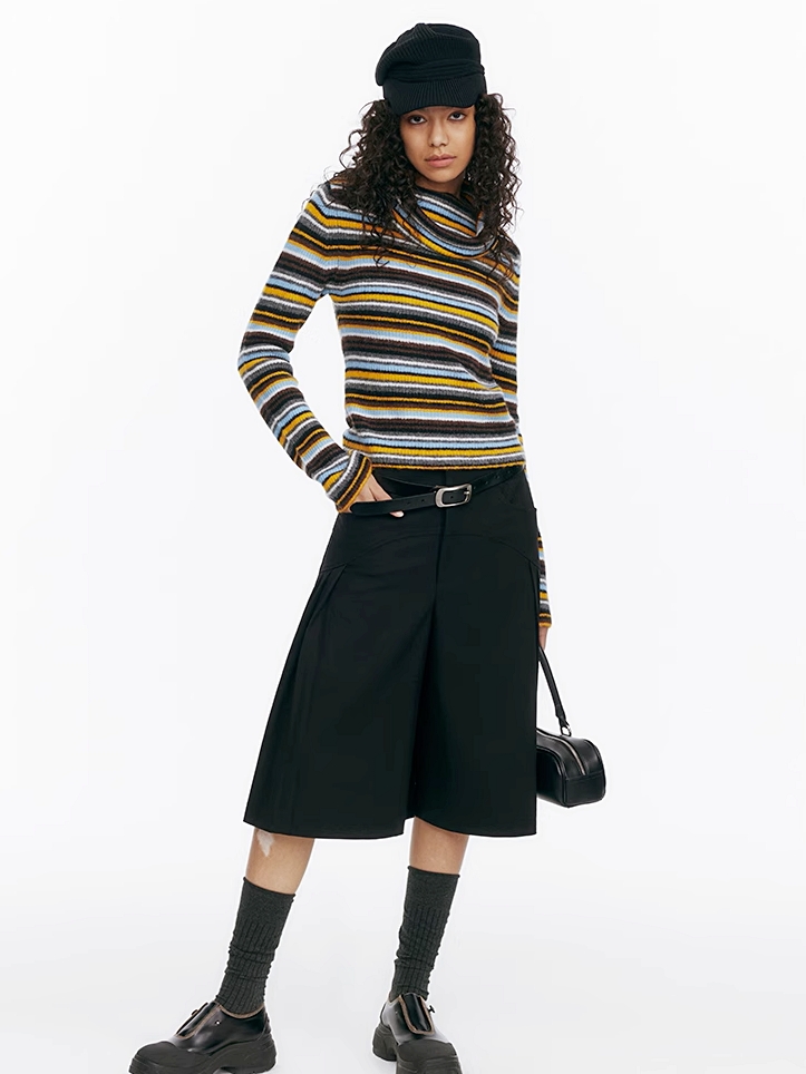 Demode｜Arc Vertical Side Pleated Shorts