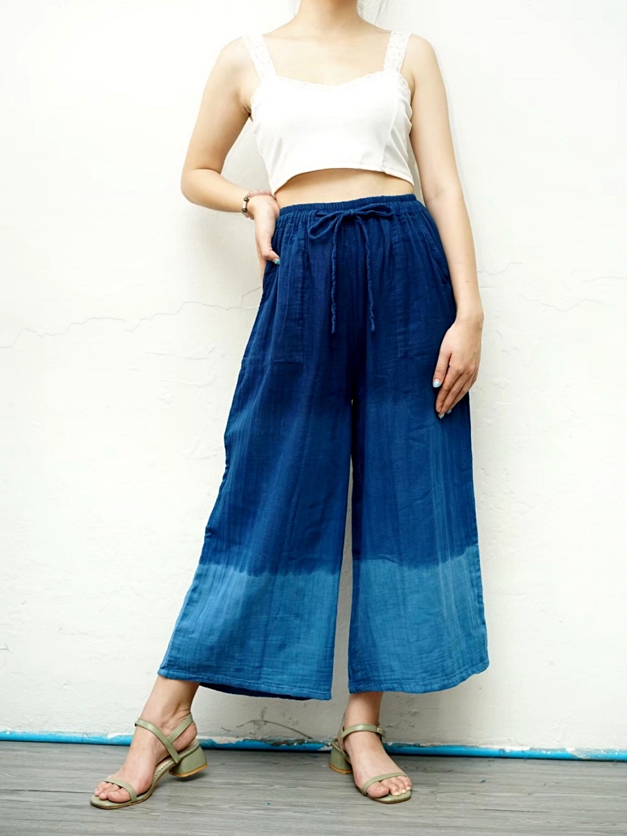 Hug Fai Hug D｜Comfy 3 Tone Wide Leg Pants