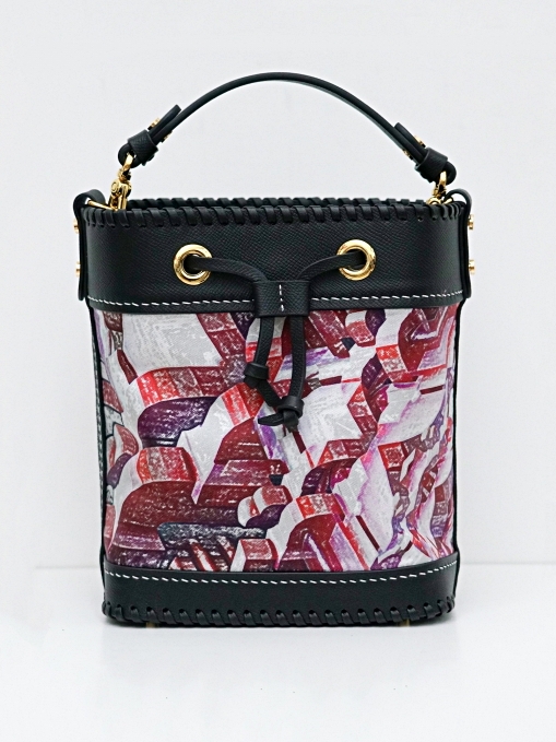 THE SILK LEATHER BUCKET BAG MADE IN HK (LIMITED EDITION)｜MANDALA RED MULTI