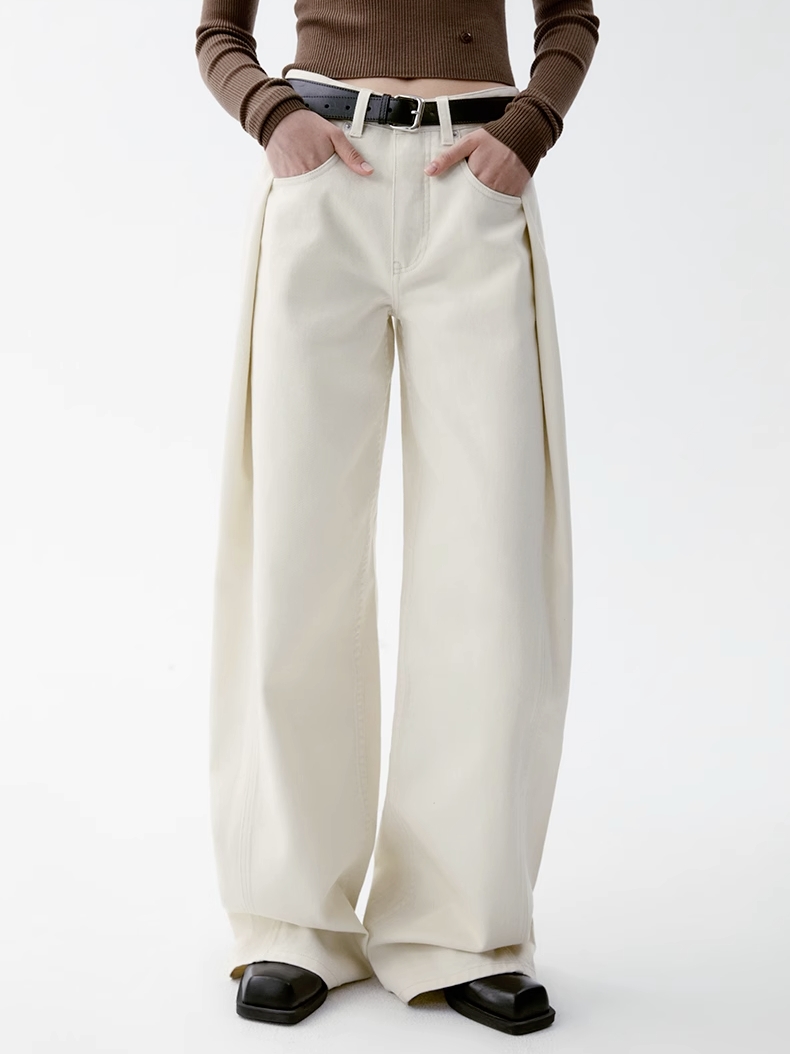 INSIS｜Organic Cotton Vintage Slimming Side Pleated Jeans