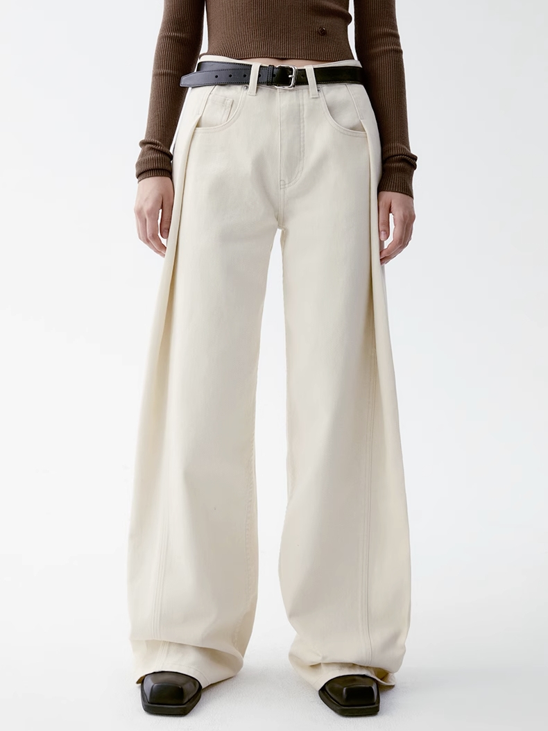 INSIS｜Organic Cotton Vintage Slimming Side Pleated Jeans