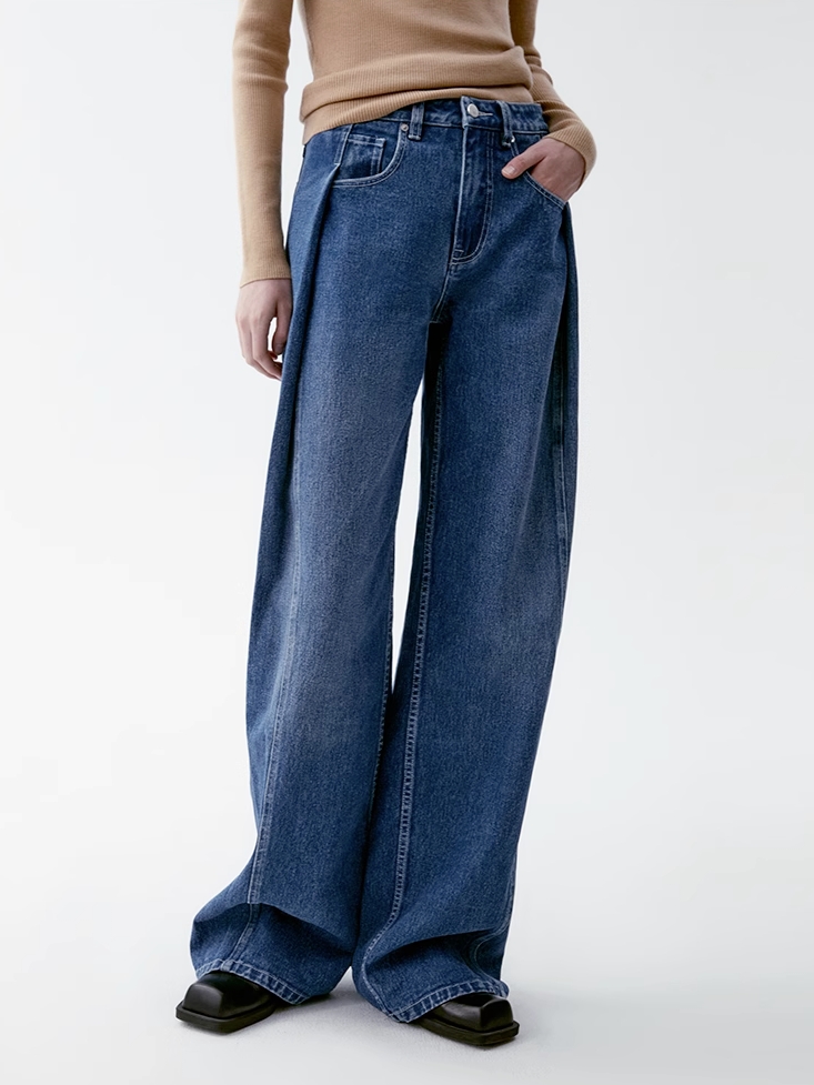 INSIS｜Organic Cotton Vintage Slimming Side Pleated Jeans
