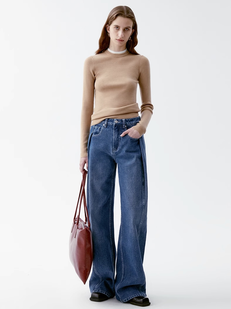 INSIS｜Organic Cotton Vintage Slimming Side Pleated Jeans