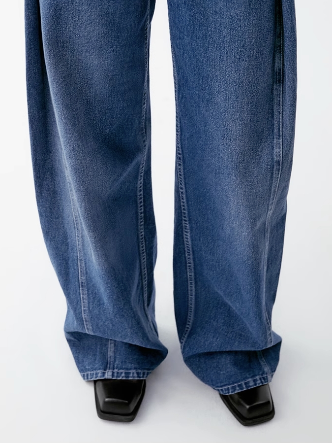 INSIS｜Organic Cotton Vintage Slimming Side Pleated Jeans