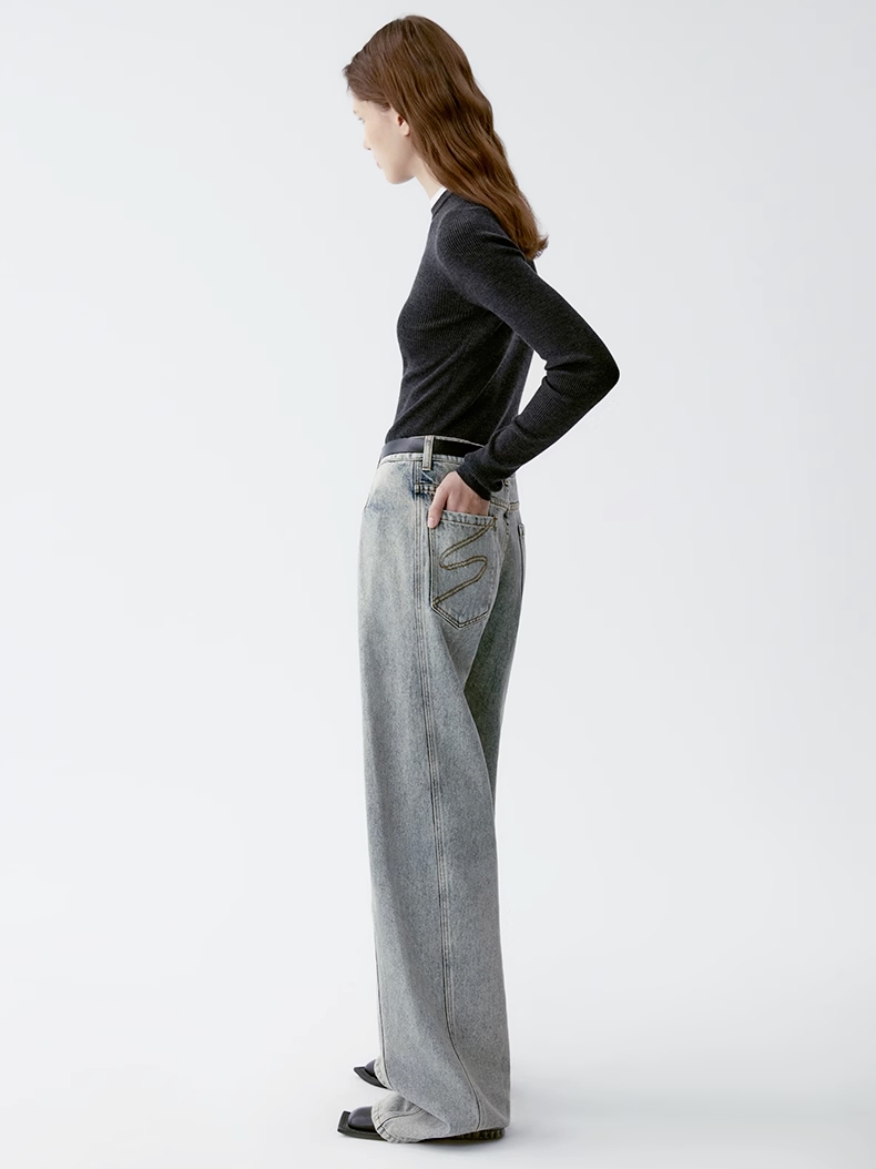 INSIS｜Organic Cotton Vintage Slimming Side Pleated Jeans