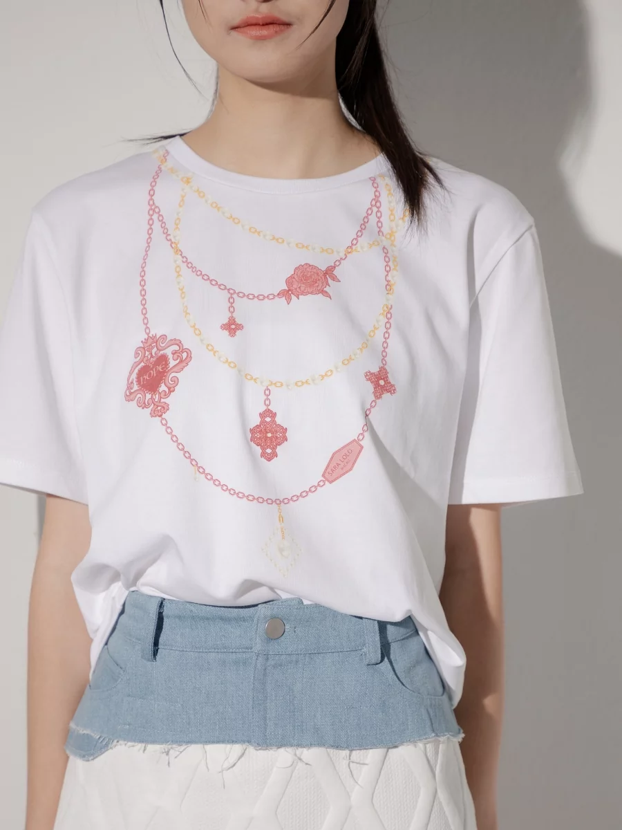 SARALOLO｜Aeonflux Necklace Print-L T-Shirt