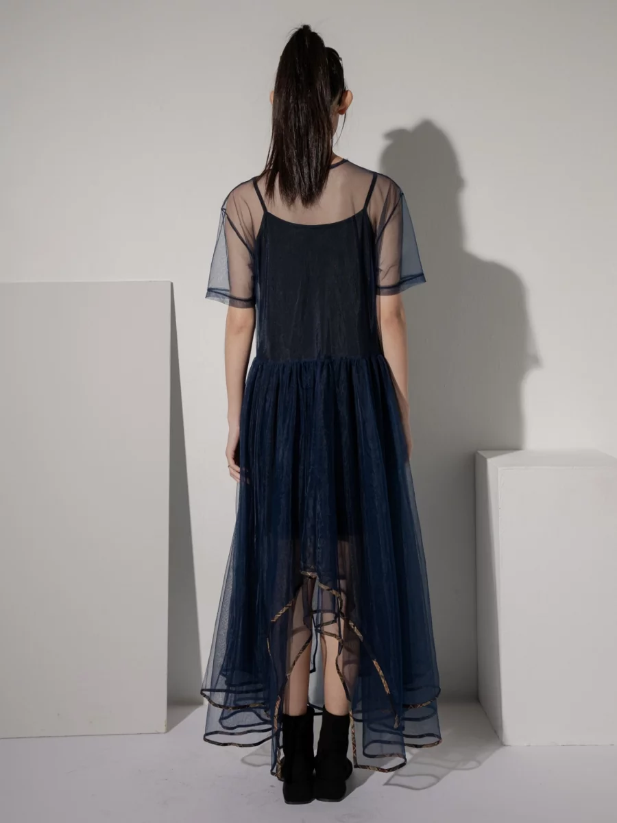 LOOM｜Air Collection Asymmetric Hem Mesh Dress