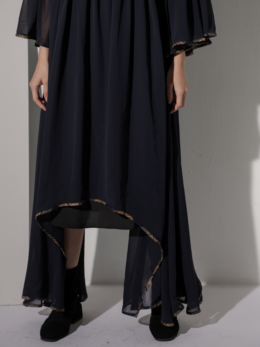 LOOM｜Air Collection Asymmetric Flowery Sleeve Chiffon Dress