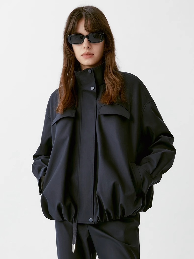 INSIS｜Tencel Long-Staple Cotton CLEAN FIT Smocked Hem Casual Jacket