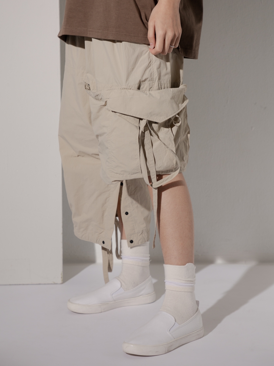 Common Comma｜Beige Nylon Multi-Ｗays Pockets Brown Pants