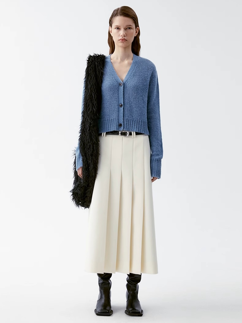 INSIS｜Twill Vintage Exquisite Anti-wrinkle Asymmetric Pleated Skirt