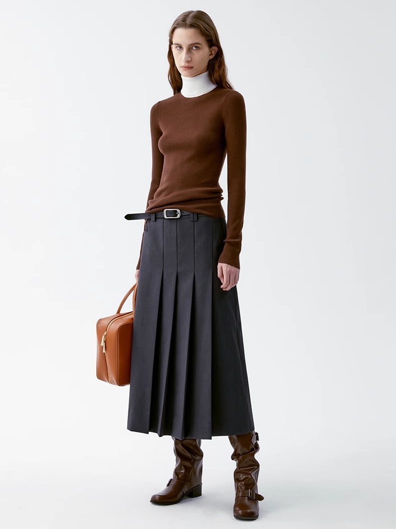 INSIS｜Twill Vintage Exquisite Anti-wrinkle Asymmetric Pleated Skirt