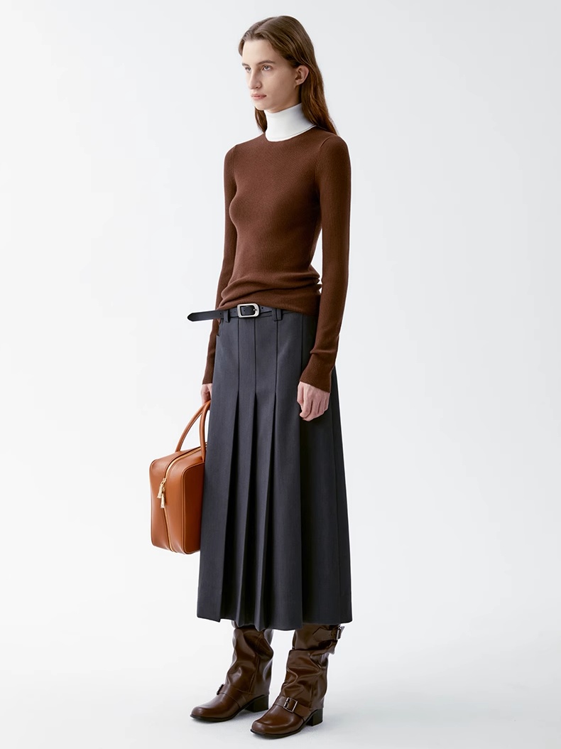 INSIS｜Twill Vintage Exquisite Anti-wrinkle Asymmetric Pleated Skirt
