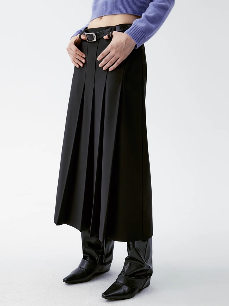 INSIS｜Twill Vintage Exquisite Anti-wrinkle Asymmetric Pleated Skirt